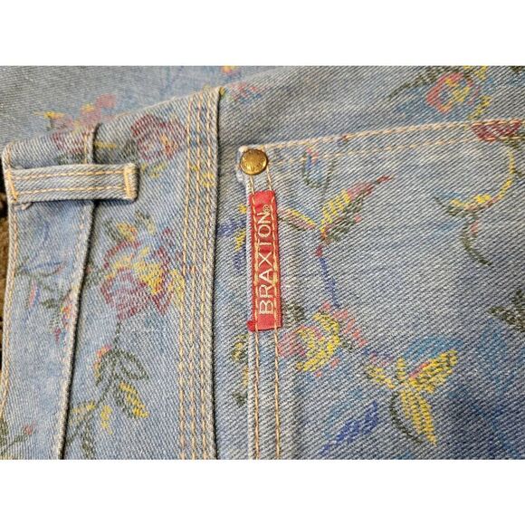 Vintage Braxton Jeans Women's 27 Blue Floral Print Slim Taper Mom 1990s - Picture 5 of 5